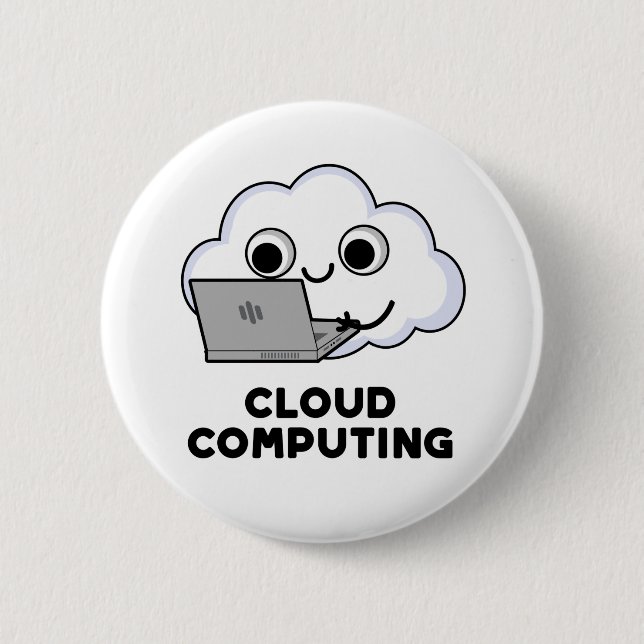 Cloud Computing Funny Computer Weather Puff Button (Vorderseite)
