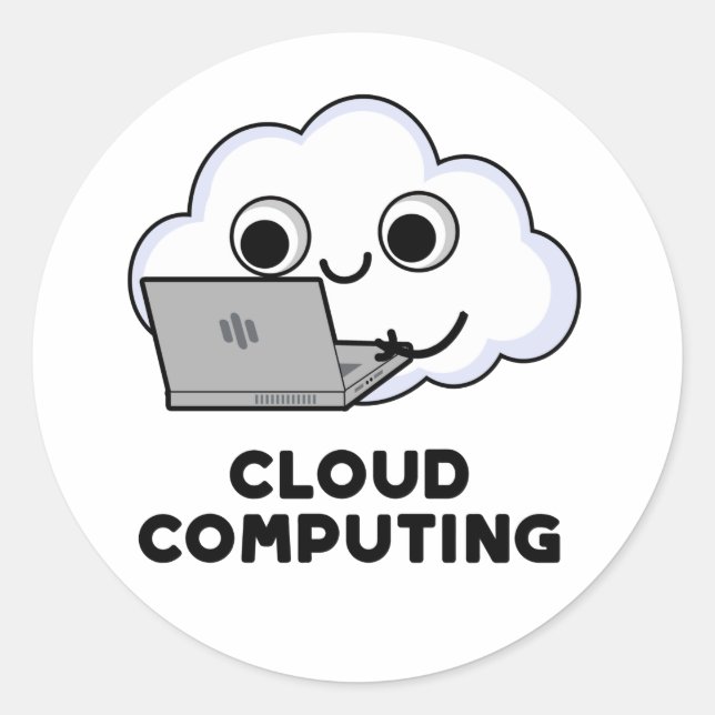 Cloud Computing Funny Computer Weather Puff Runder Aufkleber (Vorderseite)