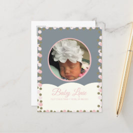 Cloud Confetti Dot Border Baby Announccard Ankündigungspostkarte