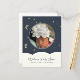 Cloud Constellation Faux Gold Baby Blau Ankündigungspostkarte