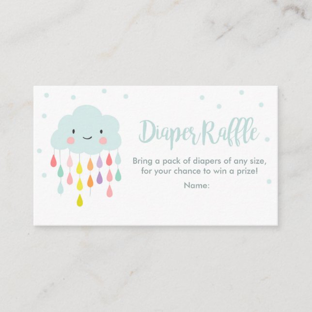 Cloud Diaper Raffle Card Regen fällt Kinderdusche  Begleitkarte (Vorderseite)