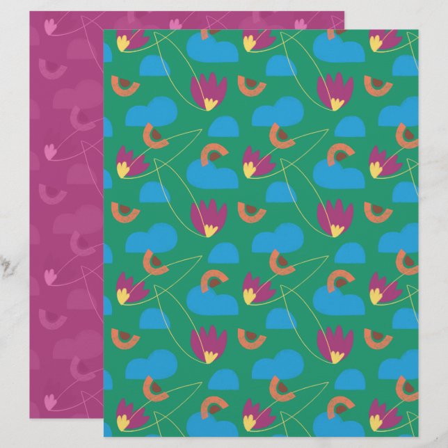 Cloud Floral Scrapbook Papier (Vorne/Hinten)