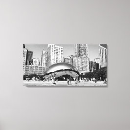Cloud Gate The Bean Chicago Leer und Weiß Breit Leinwanddruck