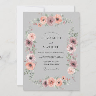 Cloud Grau Gedämpfte Anemone Hochzeit Einladung
