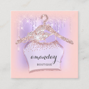 Cloud Hanger Dress Fashion Shop Rose Glitzer Tropf Quadratische Visitenkarte