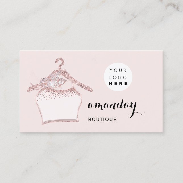 Cloud Hanger Dress Fashion Shop Rose QR-Logo Visitenkarte (Vorderseite)