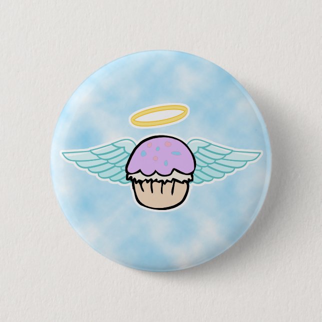 Cloud-Hintergrund, Cupcake Engel ohne Text Button (Vorderseite)