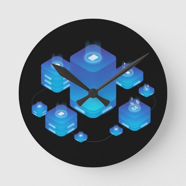 Cloud Hosting Runde Wanduhr (Vorderseite)