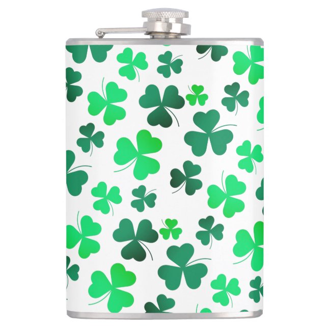 Cloud Kleeblatt Irish Green Spring St Patricks Day Flachmann (Vorderseite)