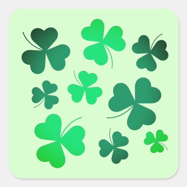 Cloud Kleeblatt Irish Green Spring St Patricks Day Quadratischer Aufkleber (Vorderseite)