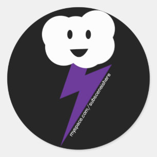 Cloud&Lightning Sticker! Runder Aufkleber