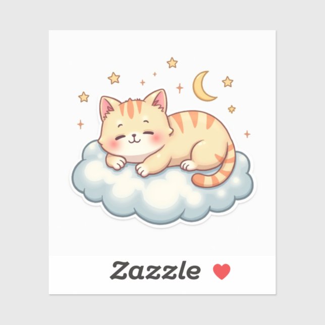 Cloud Nap Kitty – Kawaii Lazy Cat Sticker (Blatt)