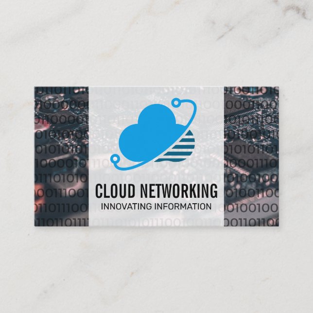 Cloud-Network-Logo | Binäre Code | Hardware Visitenkarte (Vorderseite)