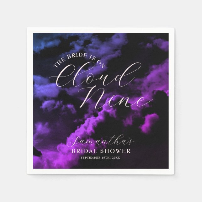Cloud neun Black Celestial Galaxy Brautparty Serviette (Vorderseite)