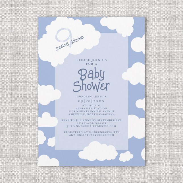 Cloud Nine 9 Baby Dusche Niedliches Whimsical Part Einladung (Cloud Nine 9 Baby Shower Cute Whimsical Party Invitation)