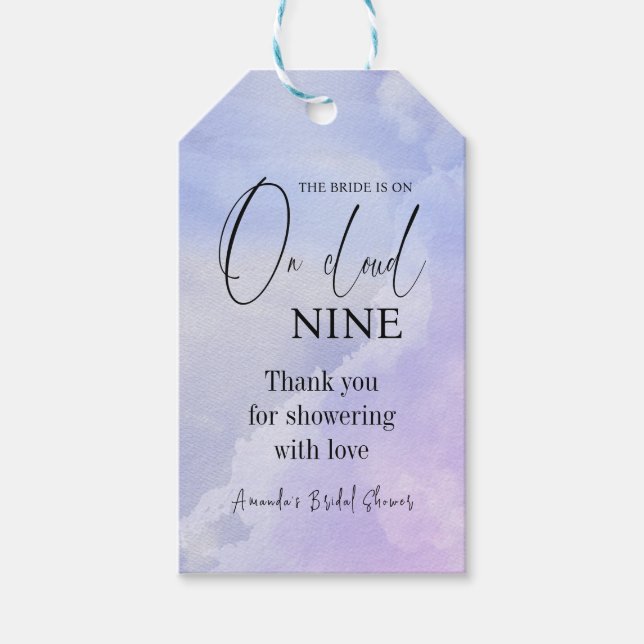 Cloud Nine 9 Calligraphy Blue Brautparty Gevor Geschenkanhänger (Vorderseite)