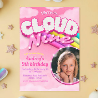 Cloud Nine - 9. Geburtstag mit Bild Einladung