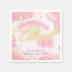 Cloud Nine 9 Glow Pink Gold Glitzer Brautparty Serviette