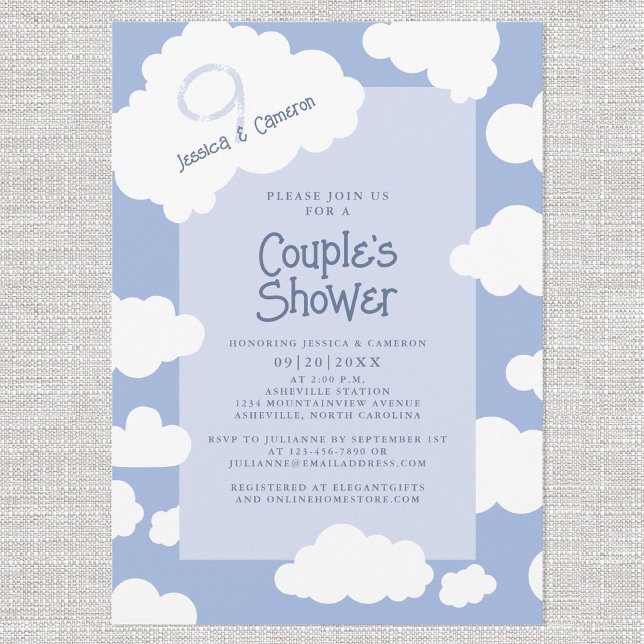 Cloud Nine 9 Paare Brautparty Niedlich Fun Party Einladung (Cloud Nine 9 Couples Bridal Shower Cute Fun Party Invitation)