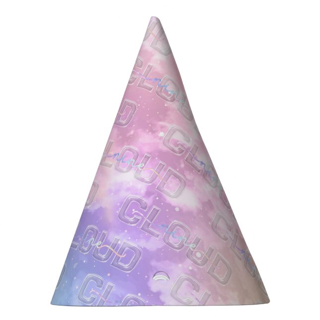 Cloud Nine 9th Birthday Party Hat - Aquarell Pas Partyhütchen (Rechts)