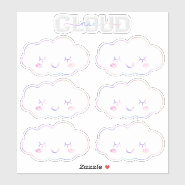 Cloud Nine 9th Birthday Sticker - Kawaii Pastel Sk (Blatt)