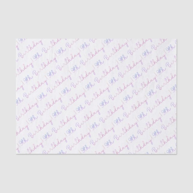 Cloud Nine 9th Birthday Tissue - Farbenfrohe Pa Seidenpapier (Vorderseite)