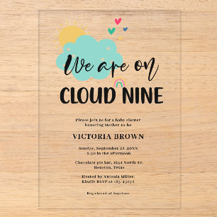Cloud NIne Baby Shower Acryleinladungen