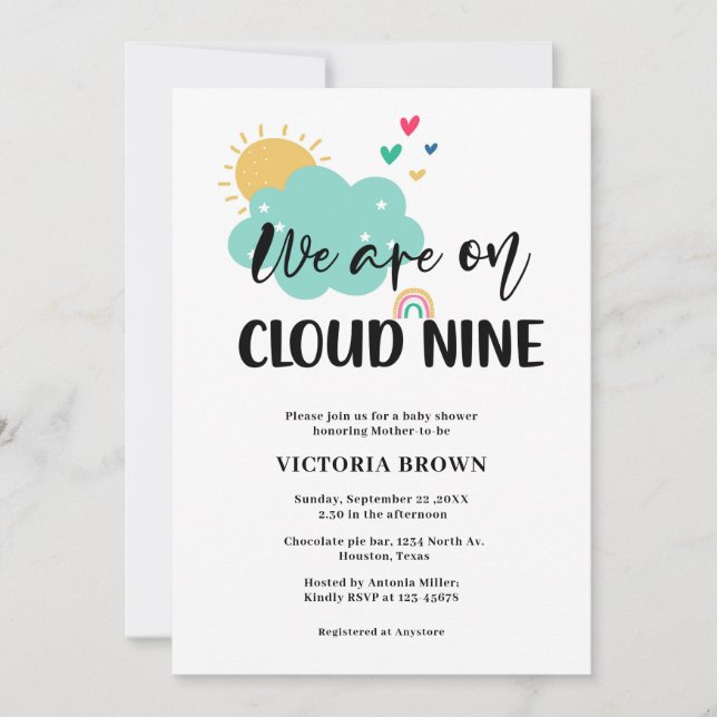 Cloud NIne Baby Shower Invitation Einladung (Vorderseite)