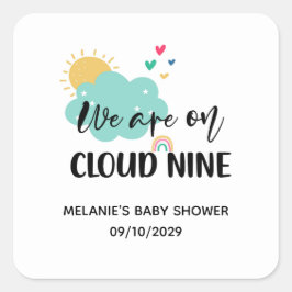Cloud Nine Baby Shower  Quadratischer Aufkleber