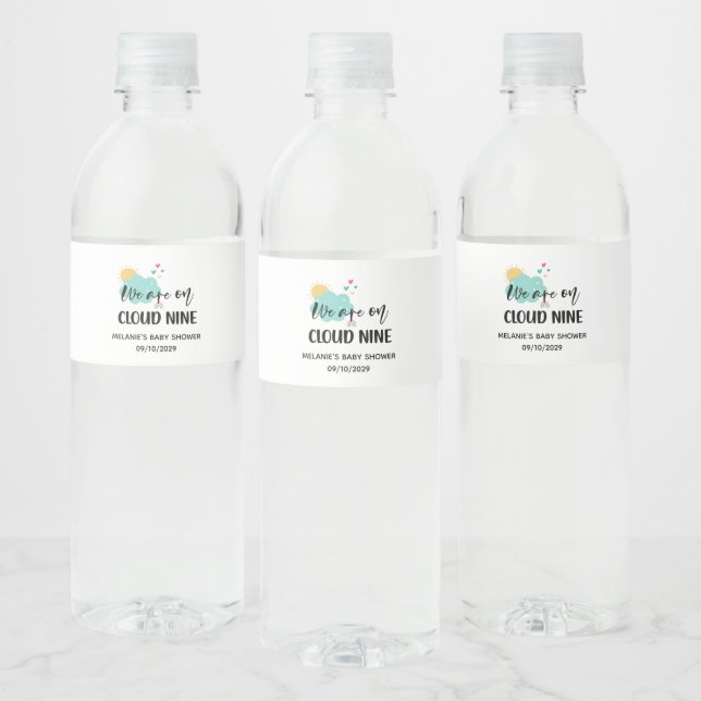 Cloud Nine Baby Shower  Wasserflaschenetikett (Flaschen)