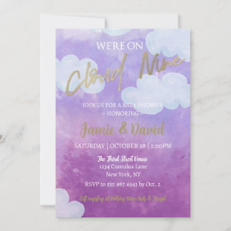 Cloud Nine Baby Shower Watercolor Sky und Wolken Einladung