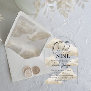 Cloud Nine Beige Gender Neutral Sky Baby Shower Acryleinladungen
