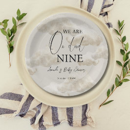 Cloud Nine Beige Gender Neutral Sky Baby Shower Pappteller