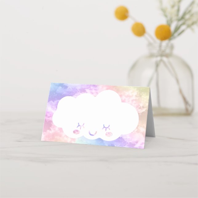 Cloud Nine Birthday Platzkarte - Kawaii Pastel Sky (Vorderseite)