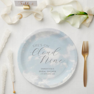 Cloud Nine Blau Bewölkter Himmel Moderne Bridal Sh Pappteller