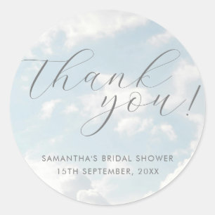 Cloud Nine Blau Wolkiger Himmel Elegante Bridal Sh Runder Aufkleber