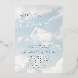 Cloud Nine Blau Wolkiger Himmel Moderne Bridal Sho Folieneinladung
