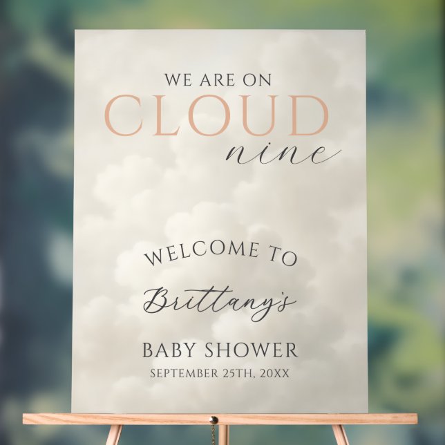 Cloud Nine Clouds Baby Shower Welcome Acrylschild (Neutral)