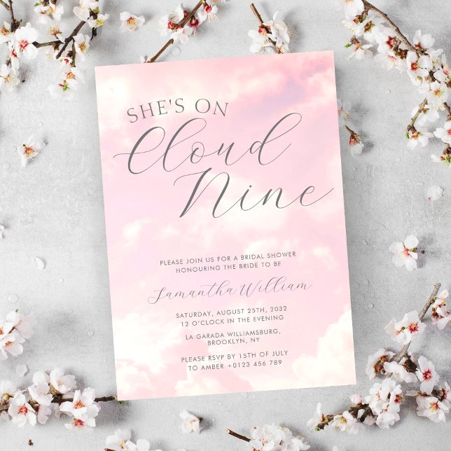 Cloud Nine Cloudy Sky Minimalistisches Brautparty Einladung (Von Creator hochgeladen)