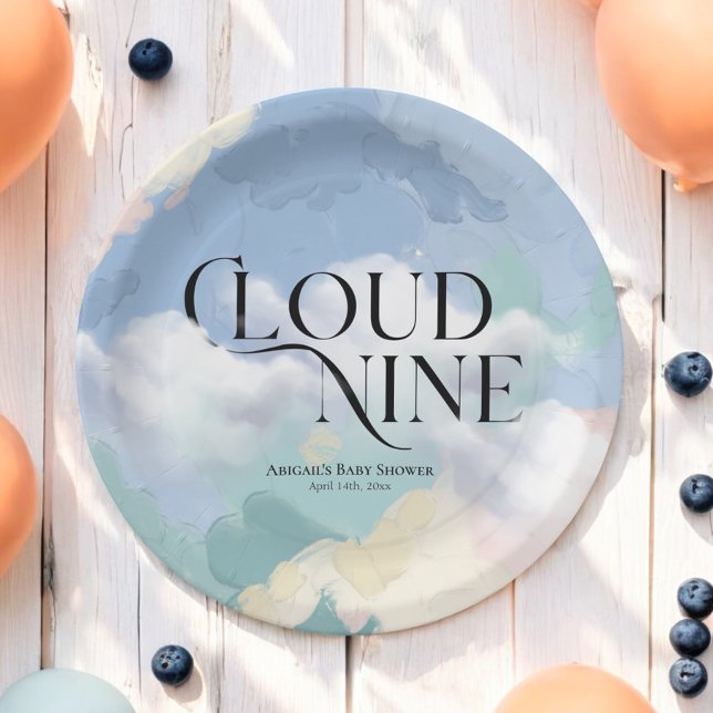 Cloud Nine Elegante Pastel Baby Dusche Pappteller (Von Creator hochgeladen)