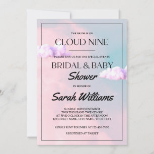 Cloud Nine Farbige Pastell Braut- und Baby Shower Einladung