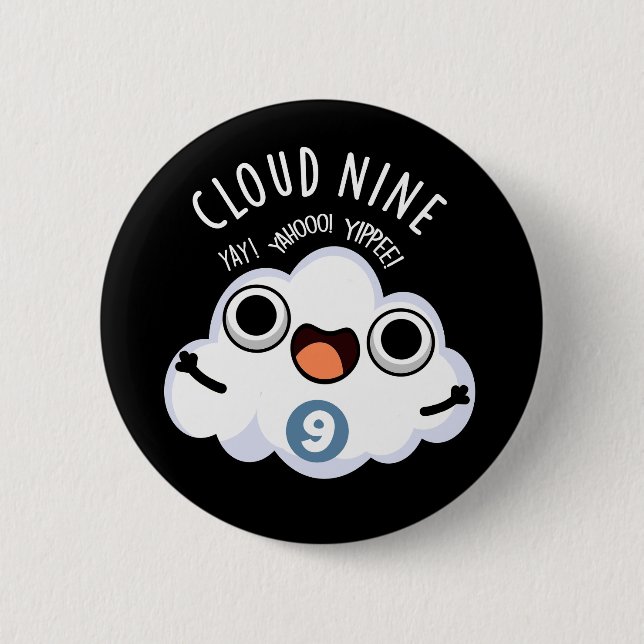 Cloud Nine Funny Weather Puff Dark BG Button (Vorderseite)