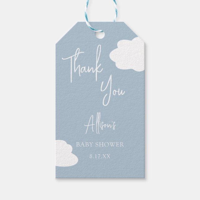 Cloud Nine Gender Neutral Baby Dusche Vielen Dank Geschenkanhänger (Vorderseite)