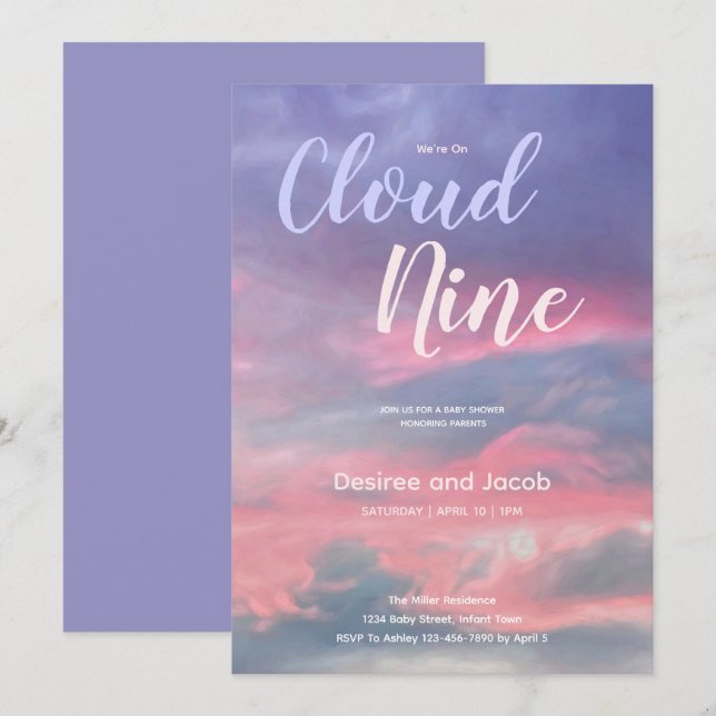 Cloud Nine Gender Neutral Baby Shower Invitations Einladung (Vorne/Hinten)