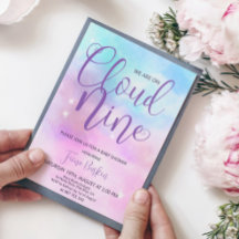 Cloud Nine Girl Baby Dusche Einladung.
