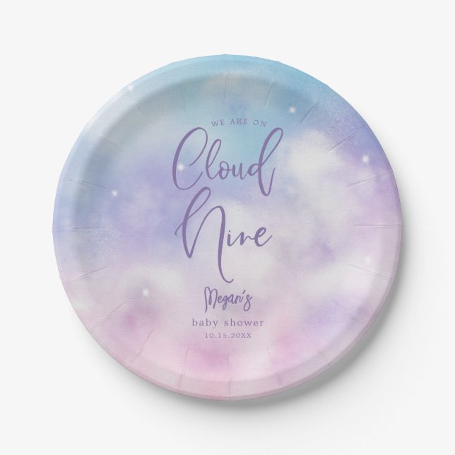 Cloud Nine Girl Baby Dusche Pappteller (Vorderseite)