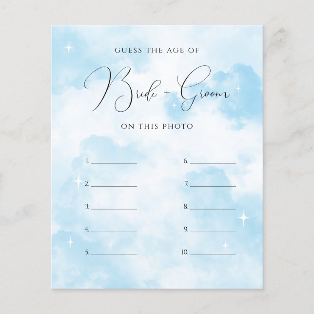Cloud Nine Guess the Age of Bride and Groom Game (Vorderseite)
