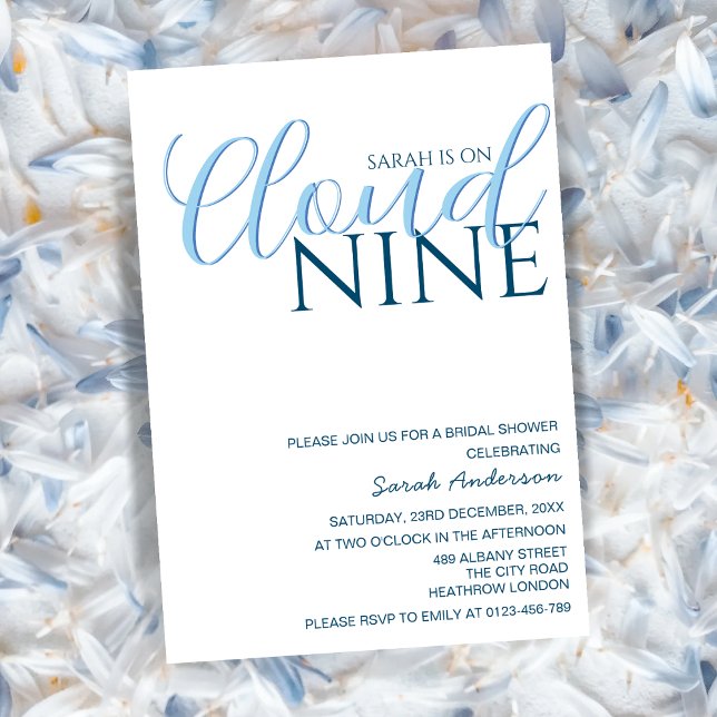 Cloud Nine Minimalistisch Blue White Brautparty Einladung (Von Creator hochgeladen)
