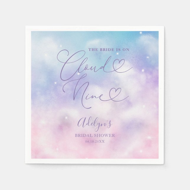 Cloud Nine Pink und Lila Sky Brautparty Serviette (Vorderseite)