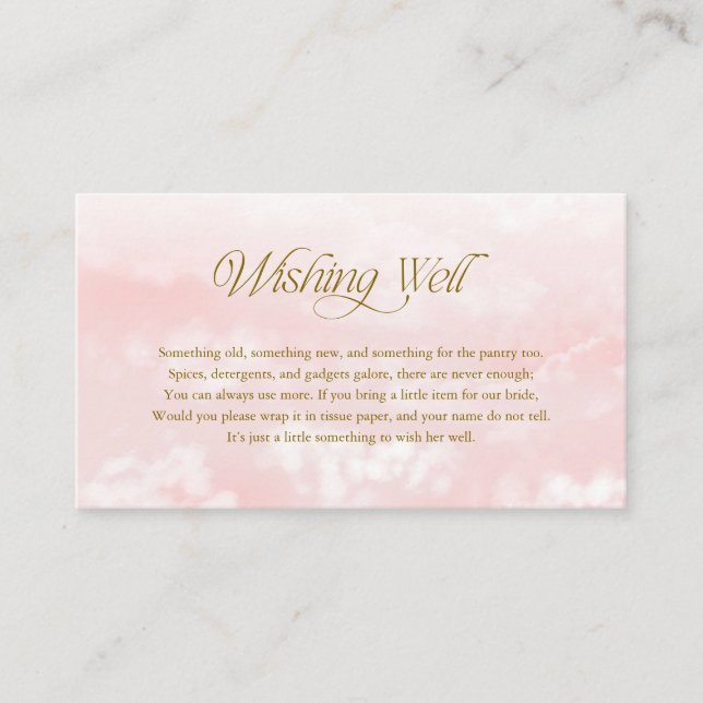 Cloud Nine Rosa Gold Moderne Cloud Wishing Well Begleitkarte (Vorderseite)